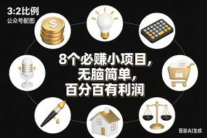（17101期）8个必赚小项目，无脑简单，百分百有利润，副业首选，日入300+