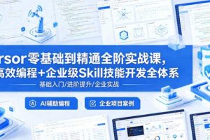 Cursor零基础到精通全阶实战课,AI高效编程+企业级Skill技能开发全体系