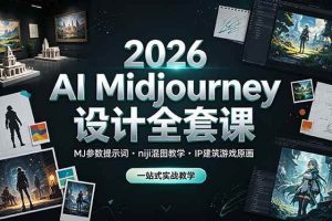 (19209期)2026 AI Midjourney设计全套课,MJ参数提示词niji混图教学,IP建筑游戏原画一站式实战教学