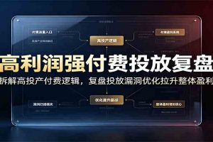 高利润强付费投放复盘:拆解高投产付费逻辑,复盘投放漏洞优化拉升整体盈利