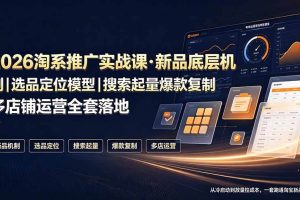 (19272期)2026淘系推广实战课·新品底层机制|选品定位模型|搜索起量爆款复制多店铺运营全套落地教程