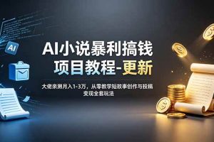 (19293期)AI小说暴利搞钱项目教程-更新,大佬亲测月入1-3万,从零教学短故事创作与投稿变现全套玩法