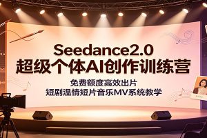 Seedance2.0超级个体AI创作训练营:免费额度高效出片,短剧温情短片音乐MV系统教学