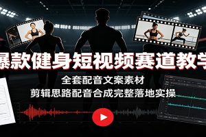 爆款健身短视频赛道教学:全套配音文案素材,剪辑思路配音合成完整落地实操