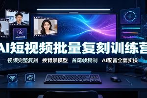 AI短视频批量复刻训练营:视频完整复刻,换背景模型、首尾帧复制、AI配音全套实操