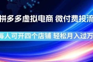 拼多多虚拟电商,微付费投流玩法,每人可开四个店,轻松月入过1W【揭秘】