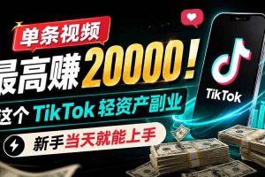 (19457期)单条视频最高赚 20000!这个 TikTok 轻资产副业,新手当天就能上手