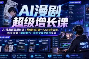 AI漫剧超级增长课|从0到1打造一人AI内容公司,账号运营+漫剧制作+商业变现全流程实战