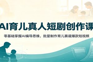 AI育儿真人短剧创作课:零基础掌握AI编导思维,批量制作育儿赛道爆款短视频