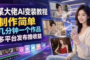 某大佬Ai变装教程,制作简单,几分钟一个作品,多平台发布撸收益