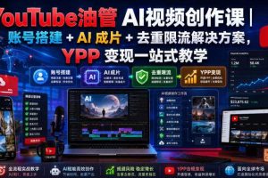 YouTube油管AI视频创作课|账号搭建+AI成片+去重限流解决方案,YPP变现一站式教学