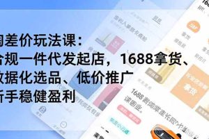 (19674期)淘差价玩法课:合规一件代发起店,1688拿货、数据化选品、低价推广,新手稳健盈利(更新7月)
