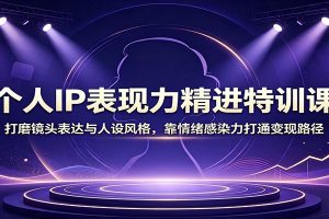 个人IP表现力精进特训课：打磨镜头表达与人设风格，靠情绪感染力打通变现路径