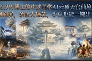 抖音6.9W博主的中式美学AI云顶天宫仙境教学，全网刷屏，条条大爆款，小白也能一键出大片
