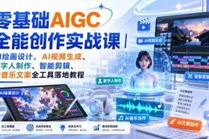 零基础AIGC全能创作实战课｜AI绘画设计、AI视频生成、数字人制作、智能剪辑、AI音乐文案全工具落地教程
