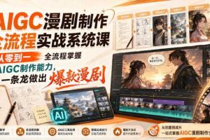 AIGC漫剧制作全流程实战系统课，从零到一全流程掌握AIGC制作能力，一条龙做出爆款漫剧