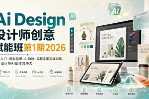 Ai Design设计师创意赋能班第1期2026｜工具入门‑商业品牌‑AI动效‑完整全案实战训练，提升设计师AI创作竞争力