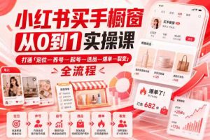 小红书买手橱窗从0到1实操课,打通「定位—养号—起号—选品—爆单—裂变」全流程