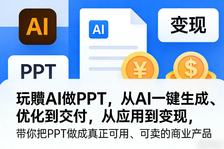 玩賺AI做PPT，从AI一键生成、优化到交付，从应用到变现，带你把PPT做成真正可用、可卖的商业产品（更新0904）
