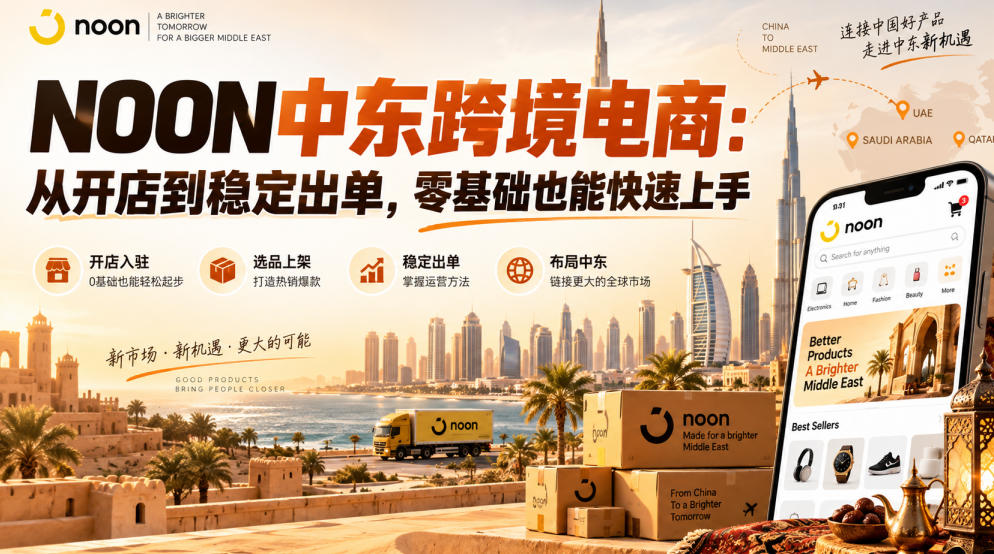 NOON中东跨境电商：从开店到稳定出单，零基础也能快速上手（更新2026）