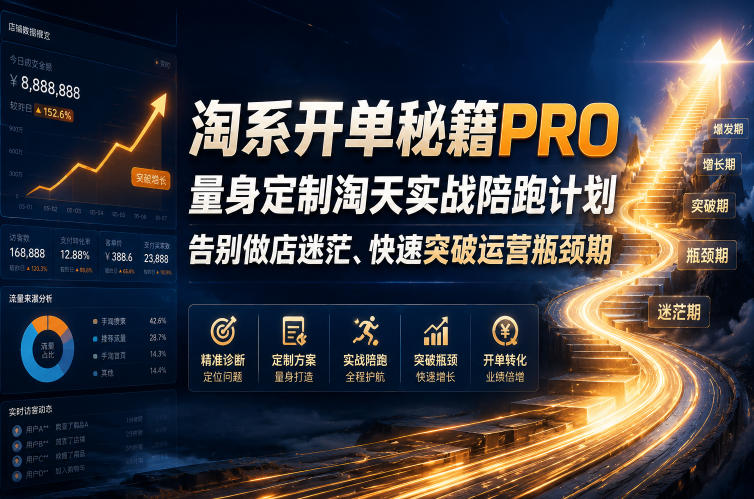 淘系开单秘籍PRO，量身定制淘天实战陪跑计划，告别做店迷茫、快速突破运营瓶颈期（更新260906）