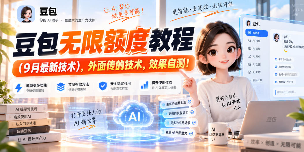 豆包无限额度教程（9月最新技术），外面传的技术，效果自测！