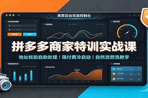 拼多多商家特训实战课：地址核验自助处理，强付费冷启动，自然流憋流教学