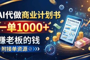 （20303期）AI代做商业计划书，一单1000+，赚老板的钱，附接单资源