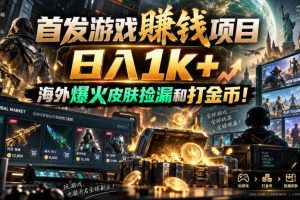 首发游戏賺钱项目，日入1k+，海外爆火皮肤捡漏和打金币！【揭秘】