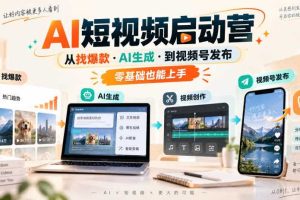 AI短视频启动营，从找爆款·AI生成·到视频号发布，零基础也能上手