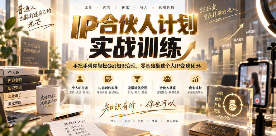 IP合伙人计划实战训练,手把手带你轻松Get知识变现,零基础搭建个人IP变现闭环(更新260908)