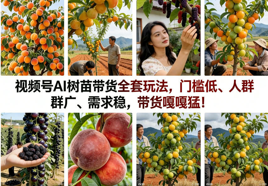 视频号AI树苗带货全套玩法，门槛低、人群广、需求稳，带货嘎嘎猛！（更新0908）