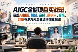 AIGC全能项目实战班，涵盖AI绘画、视频、音频、数字人、音乐、剪映等多方向全赛道落地变现课
