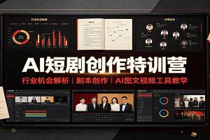 AI短剧创作特训营：行业机会解析，剧本创作，AI图文视频工具教学（文字版）