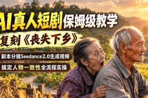 AI真人短剧保姆级教学，复刻《丧失下乡》，剧本分镜Seedance2.0生成视频，搞定人物一致性全流程实操