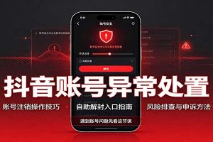 抖音账号异常处置，账号注销操作技巧，自助解封入口
