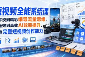 短视频全能系统课，从平淡到精彩编导流量思维，从低效到高效AI效率提升，打造完整短视频创作能力（完整版）