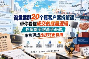 询盘案例20个真客户案拆解课，带你看懂成交的底层逻辑，外贸新手到高手必修，案例讲透比技巧更有用