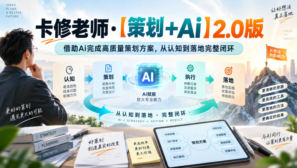 卡修老师·【策划+Ai】2.0版借助Ai完成高质量策划方案,从认知到落地完整闭环