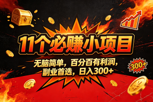 （20433期）9个必赚的小项目，无脑简单，百分百赚米的，副业首选，日收300