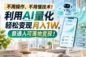 利用AI量化轻松变现月入1W，普通人可落地变现，不用操作、不用懂技术！
