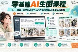 零基础AI生图课程，GPT配置+提示词高阶写法+跨境电商图文批量生成教程