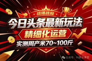 今日头条最新玩法，精细化运营，躺米，实测周产米 70~100 斤，兔米橡木，全新躺.zhuan模式