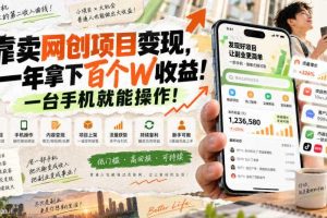 靠卖网创项目变现，一年拿下百个W收益！一台手机就能操作！【揭秘】